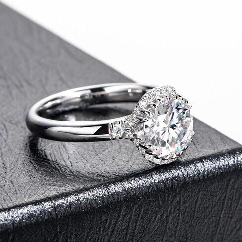 خواتم الخطبة Moissanite 1CTTW-2.15CTTW Round Round Cut Half Bezel إعداد/إعداد إطار/إعداد قناة/مختبر هالة تم إنشاؤه من Diamond Solitaire Promise Rings للنساء in Kuwait