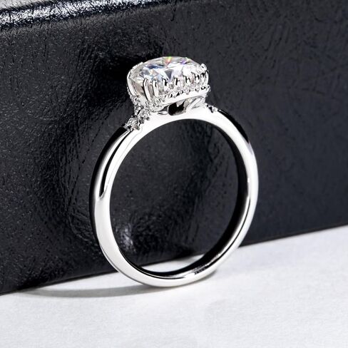 خواتم الخطبة Moissanite 1CTTW-2.15CTTW Round Round Cut Half Bezel إعداد/إعداد إطار/إعداد قناة/مختبر هالة تم إنشاؤه من Diamond Solitaire Promise Rings للنساء in Kuwait