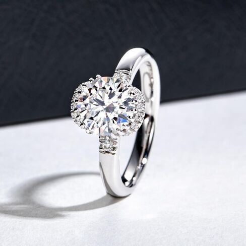 خواتم الخطبة Moissanite 1CTTW-2.15CTTW Round Round Cut Half Bezel إعداد/إعداد إطار/إعداد قناة/مختبر هالة تم إنشاؤه من Diamond Solitaire Promise Rings للنساء in Kuwait