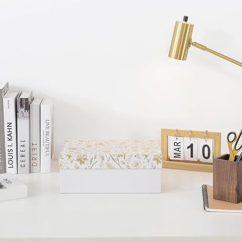 صندوق تخزين الصور المزخرف Soul & Lane مع غطاء ، 11.7 "× 7.7" × 4.5 "، صندوق ذاكرة للتذوق ، منظم صور الورق المقوى الأزهار للتذكارات والتنظيم ، Golden Bloom in Kuwait