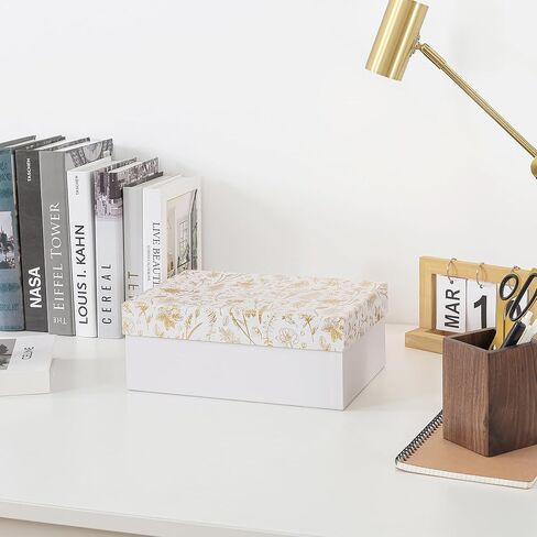 صندوق تخزين الصور المزخرف Soul & Lane مع غطاء ، 11.7 "× 7.7" × 4.5 "، صندوق ذاكرة للتذوق ، منظم صور الورق المقوى الأزهار للتذكارات والتنظيم ، Golden Bloom in Kuwait