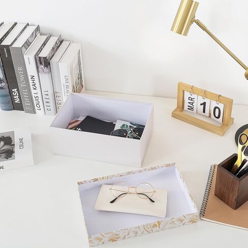 صندوق تخزين الصور المزخرف Soul & Lane مع غطاء ، 11.7 "× 7.7" × 4.5 "، صندوق ذاكرة للتذوق ، منظم صور الورق المقوى الأزهار للتذكارات والتنظيم ، Golden Bloom in Kuwait