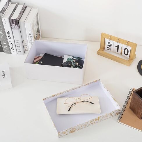 صندوق تخزين الصور المزخرف Soul & Lane مع غطاء ، 11.7 "× 7.7" × 4.5 "، صندوق ذاكرة للتذوق ، منظم صور الورق المقوى الأزهار للتذكارات والتنظيم ، Golden Bloom in Kuwait