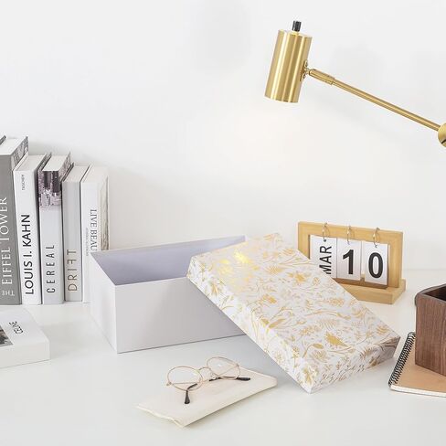 صندوق تخزين الصور المزخرف Soul & Lane مع غطاء ، 11.7 "× 7.7" × 4.5 "، صندوق ذاكرة للتذوق ، منظم صور الورق المقوى الأزهار للتذكارات والتنظيم ، Golden Bloom in Kuwait