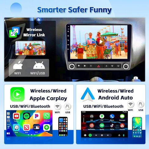 Hikity Android Car Stereo ترقية 2+64G لسيارة Chevy Aveo Sonic 2011-2015 مع Carplay Android Auto، راديو بشاشة لمس 9 بوصة مع نظام تحديد المواقع العالمي (GPS) وكاميرا احتياطية FM RDS SWC in Kuwait
