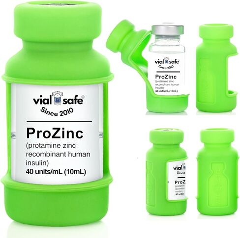 VIAL SAFE for Pets™ | Insulin Vial Protector Case | Secure Insulin Bottle Protector & Cover for 10mL Vials | Fits ProZinc 10mL | 2-Pack | Light Green in Kuwait