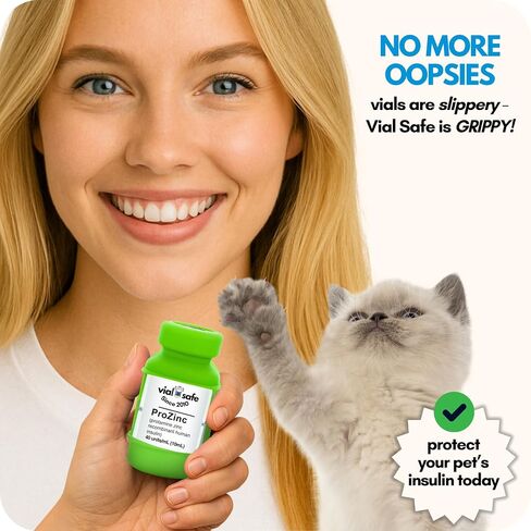 VIAL SAFE for Pets™ | Insulin Vial Protector Case | Secure Insulin Bottle Protector & Cover for 10mL Vials | Fits ProZinc 10mL | 2-Pack | Light Green in Kuwait
