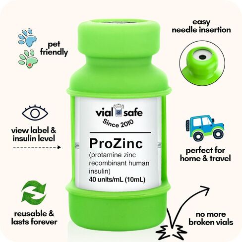 VIAL SAFE for Pets™ | Insulin Vial Protector Case | Secure Insulin Bottle Protector & Cover for 10mL Vials | Fits ProZinc 10mL | 2-Pack | Light Green in Kuwait