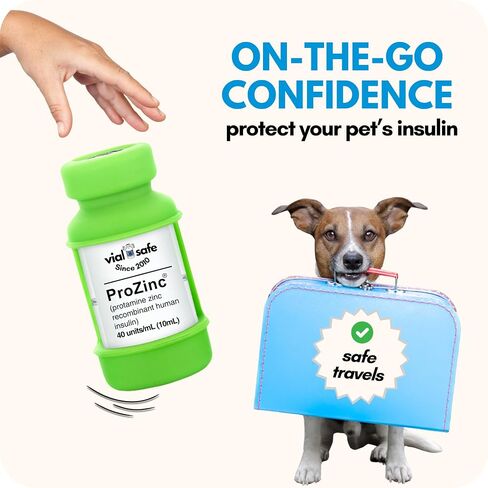 VIAL SAFE for Pets™ | Insulin Vial Protector Case | Secure Insulin Bottle Protector & Cover for 10mL Vials | Fits ProZinc 10mL | 2-Pack | Light Green in Kuwait