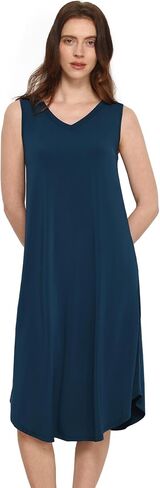 Premium Sleeveless Nightgowns for Women Soft Bamboo Viscose V Neck Tank Pajama Dress in Saudi Arabia