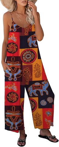 Women's Bohe Casual Wide Leg Jumpsuits Loose Long Pants Rompers LTKKKK in Saudi Arabia