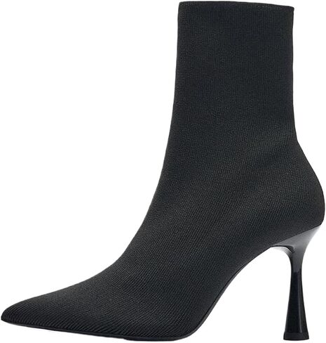 Women'S Knitted Stiletto Pull On Socks Boots Sexy Pointed Toe Breathable Low Heel Non-Slip Party Dating Casual Short Boots in Saudi Arabia