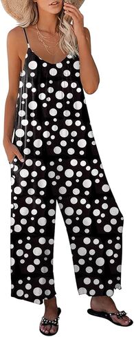 Women's Bohe Casual Wide Leg Jumpsuits Loose Long Pants Rompers LTKKKK in Saudi Arabia