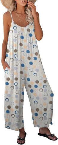 Women's Bohe Casual Wide Leg Jumpsuits Loose Long Pants Rompers LTKKKK in Saudi Arabia