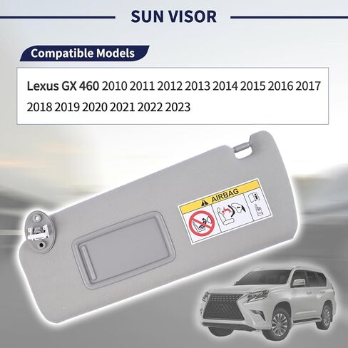 Driver Side Sun Visor Fit for Lexus GX460 2010-2023 Replace 74320-60D22-A0 Front Left | Sun Protection Shade | Makeup Mirror | Gray in Saudi Arabia