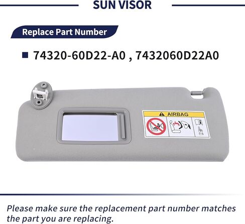 Driver Side Sun Visor Fit for Lexus GX460 2010-2023 Replace 74320-60D22-A0 Front Left | Sun Protection Shade | Makeup Mirror | Gray in Saudi Arabia