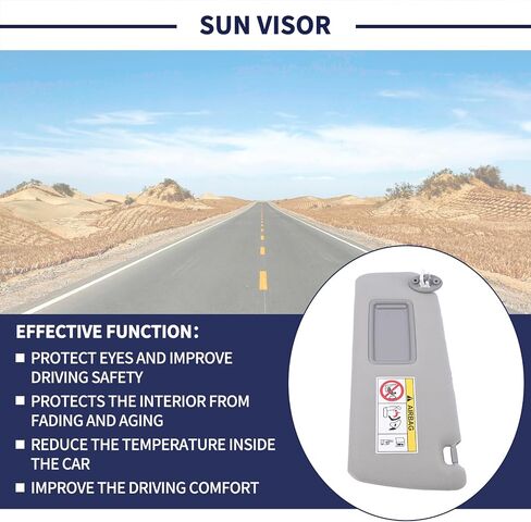 Driver Side Sun Visor Fit for Lexus GX460 2010-2023 Replace 74320-60D22-A0 Front Left | Sun Protection Shade | Makeup Mirror | Gray in Saudi Arabia