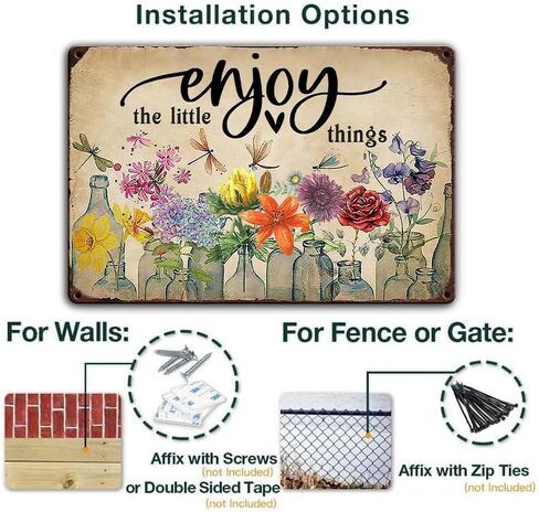 Ykfss Funny Garden Signs Outdoor Wall Decor For Patio Metal Signs For Outside Porch Tin Signs Enjoy The Little Things Sign Garden Decorative Plaque Farmhouse Kitchen Flower Hanging Sign 8x12 Inch in Kuwait