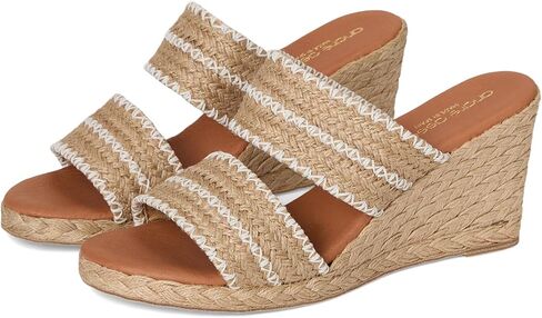 Andre Assous Women's Nolita Raffia Wedge Sandal, Natural Platino Stripe, 6 in Saudi Arabia