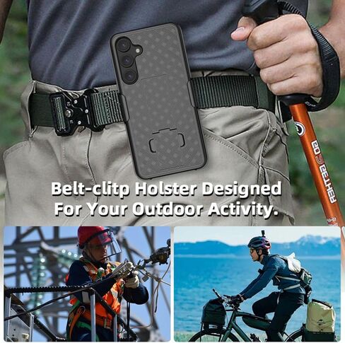 حافظة حافظة لهاتف سامسونج جالاكسي S23 FE، حافظة كومبو وحافظة نحيفة للرجال مع مسند مدمج + حافظة بمشبك حزام دوار لهاتف سامسونج جالاكسي S23 FE إصدار 2023 فقط، أسود in Kuwait