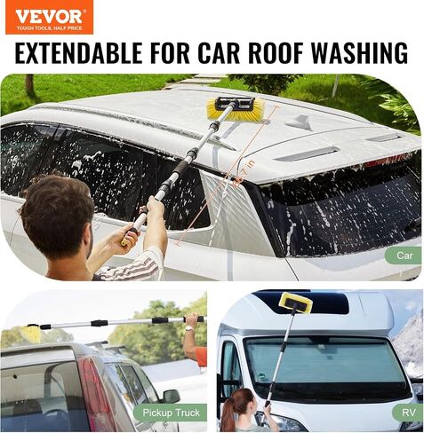 VEVOR Car Wash Brush, 62-Inch Extendable Car Washing Brush with Long Handle, Soft Chenille Fiber Car Wash Mop Mitt, 180° Rotatable Car Cleaning Brush with 1 Replacement Mop for Car, RV, Window, Floor in Saudi Arabia