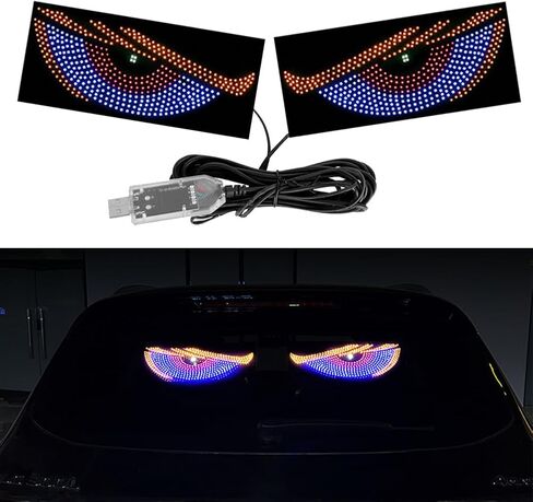 2PCS Devil Eyes Light for Cars Windshield, USB Plug & Play Car Eyes LED Light with 11 Modes Demon Eye Signal Light for SUVs Pickups Trucks RVs (White) in Saudi Arabia