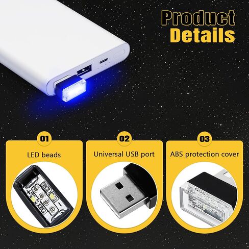 4pcs USB LED LED مصباح الأجواء الداخلية ، مجموعة إضاءة إضاءة ديكور واجهة USB ، مصباح صغير محمول LED Ambient Night ، إكسسوارات السيارات العالمية الضوء المحيط (الأزرق) in Kuwait