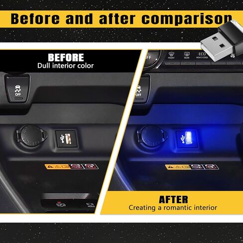 4pcs USB LED LED مصباح الأجواء الداخلية ، مجموعة إضاءة إضاءة ديكور واجهة USB ، مصباح صغير محمول LED Ambient Night ، إكسسوارات السيارات العالمية الضوء المحيط (الأزرق) in Kuwait