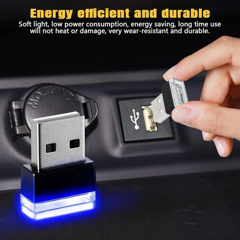 4pcs USB LED LED مصباح الأجواء الداخلية ، مجموعة إضاءة إضاءة ديكور واجهة USB ، مصباح صغير محمول LED Ambient Night ، إكسسوارات السيارات العالمية الضوء المحيط (الأزرق) in Kuwait