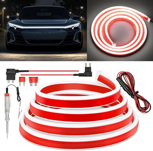 Nilight LED LED Hood Light Strip ، 59 بوصة مرنة للسيارة غطاء محرك السيارة المضاد للماء ، بدء التشغيل النهاري للسيارات وسيارات الدفع الرباعي والشاحنات والأبيض in Kuwait