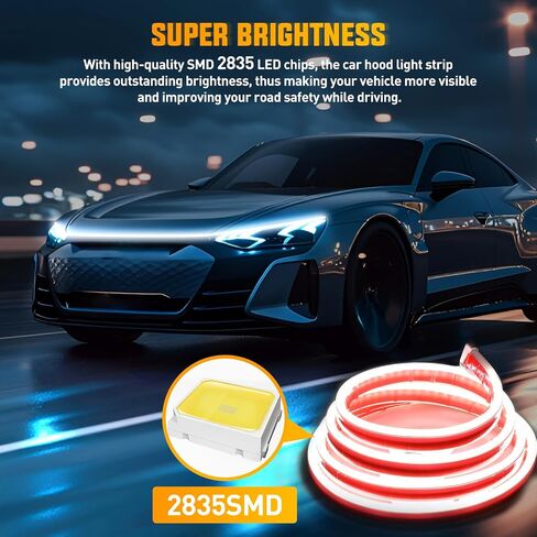 Nilight LED LED Hood Light Strip ، 59 بوصة مرنة للسيارة غطاء محرك السيارة المضاد للماء ، بدء التشغيل النهاري للسيارات وسيارات الدفع الرباعي والشاحنات والأبيض in Kuwait