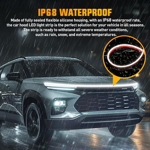 Nilight LED LED Hood Light Strip ، 59 بوصة مرنة للسيارة غطاء محرك السيارة المضاد للماء ، بدء التشغيل النهاري للسيارات وسيارات الدفع الرباعي والشاحنات والأبيض in Kuwait