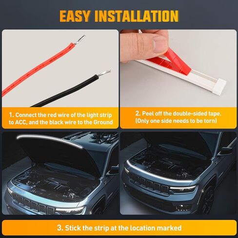 Nilight LED Hood Light Strip, 59Inch Flexible Car Hood Light Waterproof Dynamic Startup Daytime Running Light for Cars, SUVs, Trucks, White in Kuwait