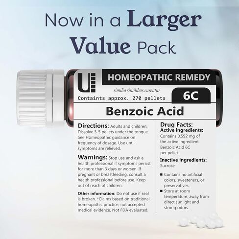Benzoic Acid 30C Homeopathic Remedy, 270 Pellets in Saudi Arabia