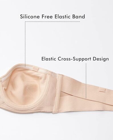 DELIMIRA Women's Strapless Bra Silicone-Free Minimizer Bandeau Plus Size Unlined in Saudi Arabia