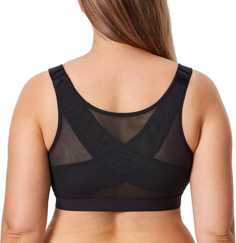 DELIMIRA Women's Inbarely Plus Front Closure Bras Posture Wireless Full Coverage Plus Size Unlined Bra in Saudi Arabia