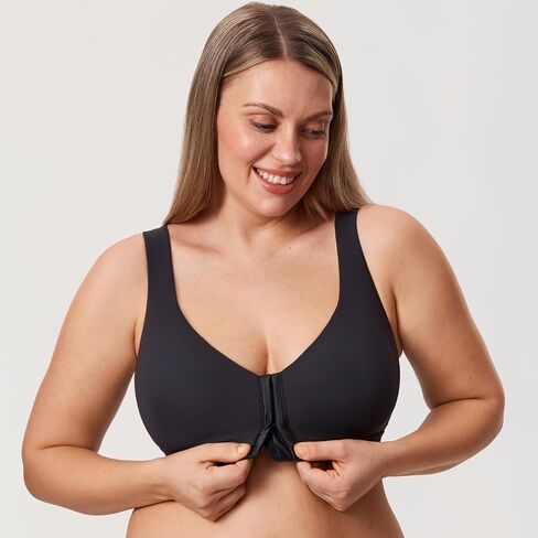 DELIMIRA Women's Inbarely Plus Front Closure Bras Posture Wireless Full Coverage Plus Size Unlined Bra in Saudi Arabia