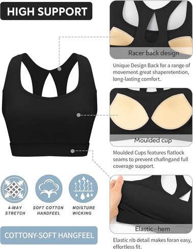 Girl Girl Sports Bras for Women High Support ، Racerback مصبوب كأس الرياضة حمالة صدر التمرين الرياضية مع مخيط في وسادات in Saudi Arabia