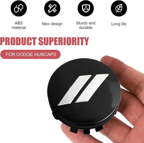 4 PCS Hub Center Cover, Wheel Rust and Dust Protection Cover Replacement 6CZ27DX8AA 6CZ27RM8AA, Tight Fit Anti-Detachment Mounting with Steel Rim, Compatible with Dodge (White & Black) in Saudi Arabia