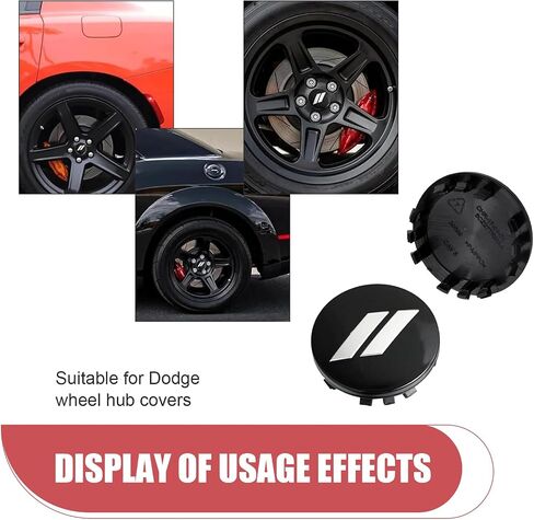 4 PCS Hub Center Cover, Wheel Rust and Dust Protection Cover Replacement 6CZ27DX8AA 6CZ27RM8AA, Tight Fit Anti-Detachment Mounting with Steel Rim, Compatible with Dodge (White & Black) in Saudi Arabia