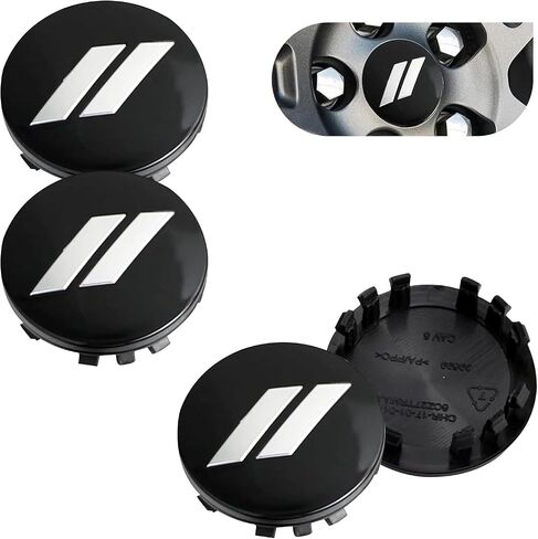 4 PCS Hub Center Cover, Wheel Rust and Dust Protection Cover Replacement 6CZ27DX8AA 6CZ27RM8AA, Tight Fit Anti-Detachment Mounting with Steel Rim, Compatible with Dodge (White & Black) in Saudi Arabia