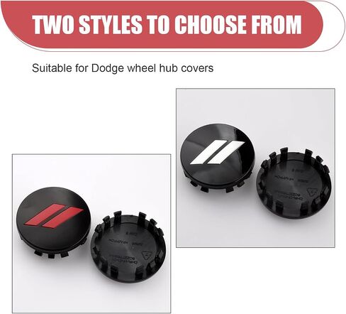4 PCS Hub Center Cover, Wheel Rust and Dust Protection Cover Replacement 6CZ27DX8AA 6CZ27RM8AA, Tight Fit Anti-Detachment Mounting with Steel Rim, Compatible with Dodge (White & Black) in Saudi Arabia