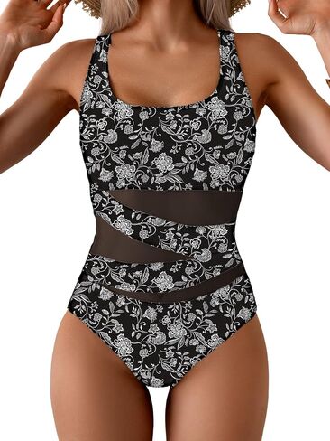 B2prity Women's Mesh One Piece Swimsuit Tummy Control Sexy Bathing Suit Push Up Swim Suit Slimming Swimwear in Saudi Arabia