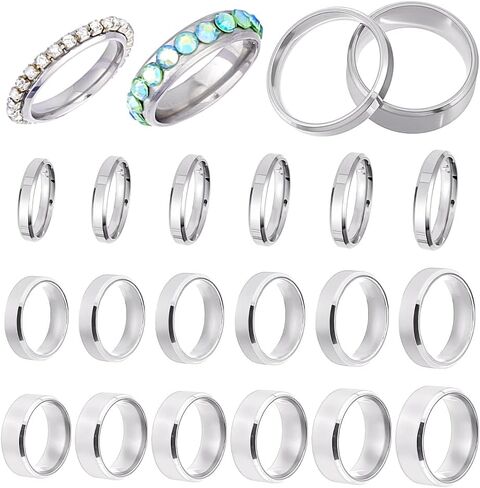 UNICRAFTALE 18Pcs Stainless Steel Classical Plain Stackable Wedding Band Rings Laser Inscription Blank Finger Ring Metal Simple Ring for Women and Men Gifts in Saudi Arabia