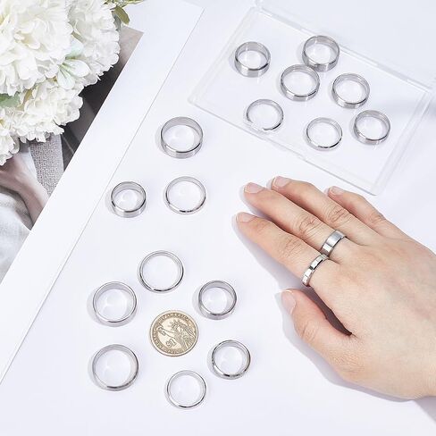 UNICRAFTALE 18Pcs Stainless Steel Classical Plain Stackable Wedding Band Rings Laser Inscription Blank Finger Ring Metal Simple Ring for Women and Men Gifts in Saudi Arabia