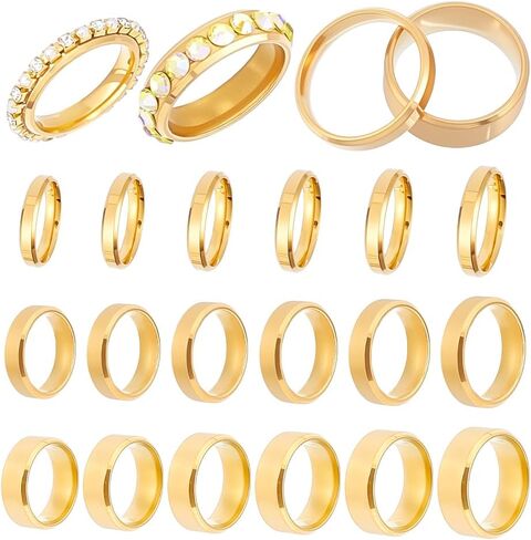 UNICRAFTALE 18Pcs Stainless Steel Classical Plain Stackable Wedding Band Rings Laser Inscription Blank Finger Ring Metal Simple Ring for Women and Men Gifts in Saudi Arabia