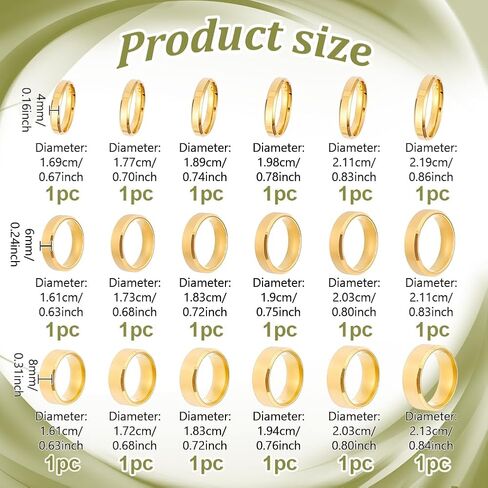UNICRAFTALE 18Pcs Stainless Steel Classical Plain Stackable Wedding Band Rings Laser Inscription Blank Finger Ring Metal Simple Ring for Women and Men Gifts in Saudi Arabia