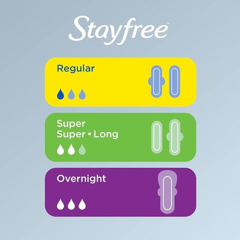 منصات عادية رقيقة من Stayfree مع أجنحة للنساء ، والحماية الموثوقة والامتصاص للرطوبة الأنثوية ، والتسربات والفترات ، 36 عددًا in Kuwait