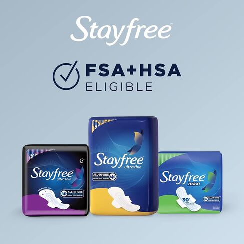 منصات عادية رقيقة من Stayfree مع أجنحة للنساء ، والحماية الموثوقة والامتصاص للرطوبة الأنثوية ، والتسربات والفترات ، 36 عددًا in Kuwait
