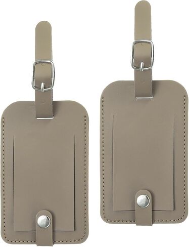 PATIKIL 2 Pack Luggage Bag Tags, PU Leather Suitcase Name Tags with Snap Travel Label Luggage Identifier Privacy Protection Travel Accessories, Brown in Saudi Arabia